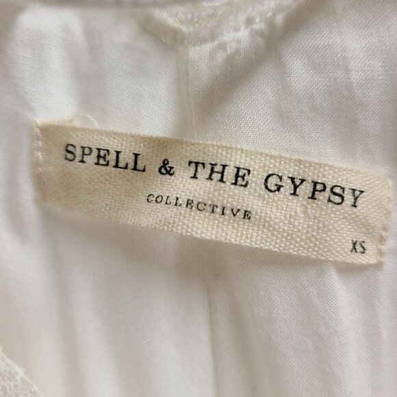 New Spell & the Gypsy Milla Strappy Jumpsuit Womens XS Off White Linen Jumper - Picture 9 of 11